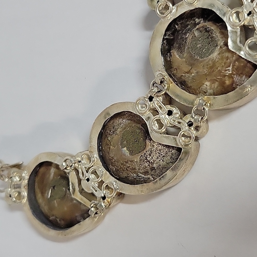 Chunky Boho Hippie Ammonite Fossil Shell Necklace with Citrine Accents - Picture 9 of 17